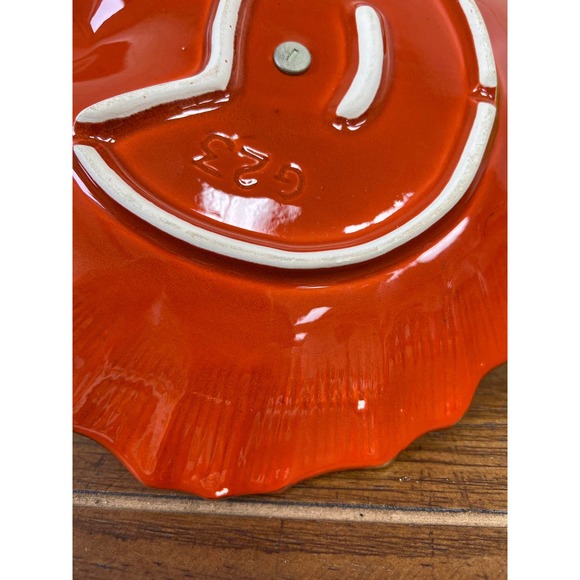 Vintage Funky Orange and Gold California Pottery Tidbit Tray / Sandwich Platter - Picture 6 of 8
